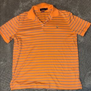 Ralph Lauren Orange and Blue Striped Polo Shirt